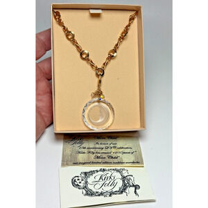 Kirks Folly Moon Child Intaglio Clear Crystal Pendant Necklace Limited Edition